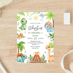 Invitation d'anniversaire pour enfants dinosaures
