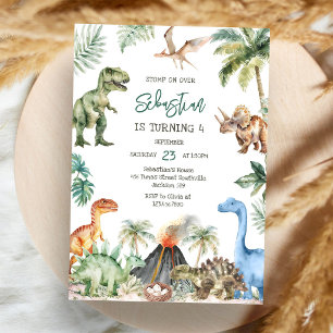 Invitation d'anniversaire pour enfants dinosaures
