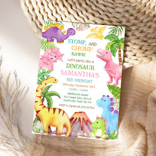 Invitation d'anniversaire pour enfants dinosaures