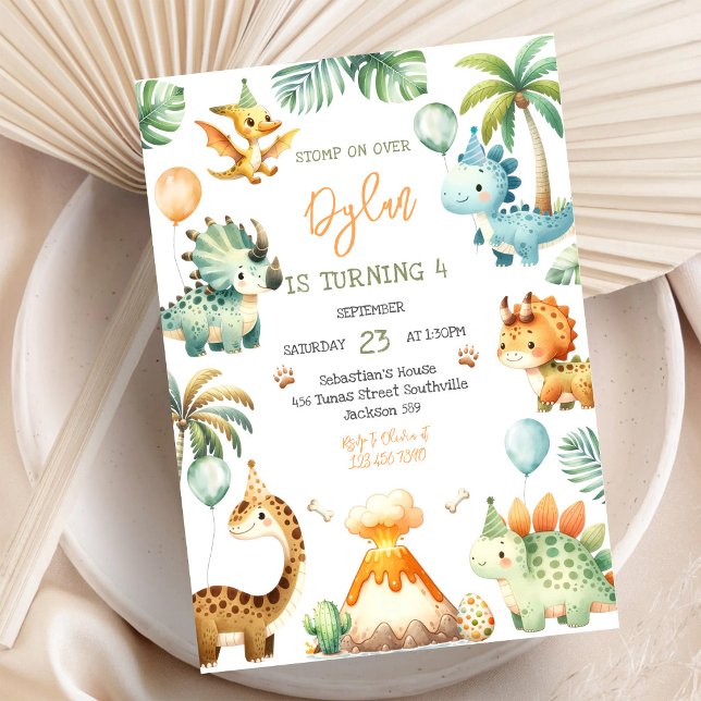 Invitation d'anniversaire pour enfants dinosaures (Créateur téléchargé)
