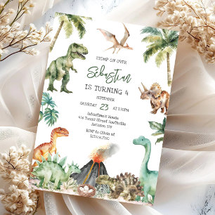 Invitation d'anniversaire pour enfants dinosaures