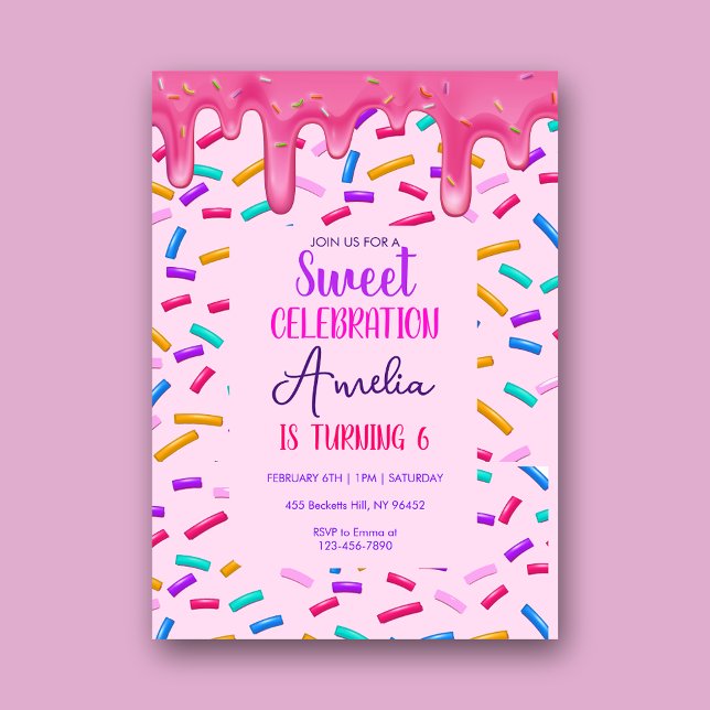 Invitation d'anniversaire pour enfants Donut (Créateur téléchargé)