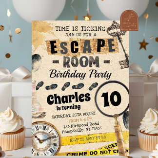 Invitation d'anniversaire pour enfants Escape Room