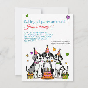 Invitation d'anniversaire pour enfants Grand Danoi