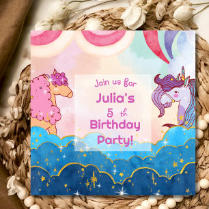 Invitation d'anniversaire pour enfants Licorne Pas