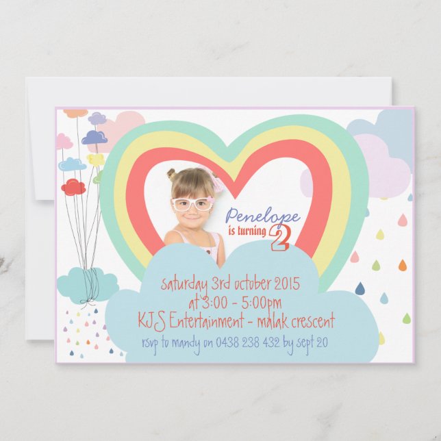 Invitation d'anniversaire pour enfants Rainbow The (Devant)