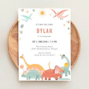 Invitation d'anniversaire pour enfants thème dinos