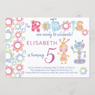 Invitation d'anniversaire pour enfants thème robot