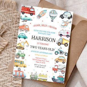 Invitation d'anniversaire pour enfants Véhicule de