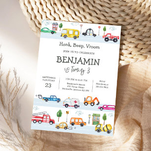 Invitation d'anniversaire pour enfants Véhicule de