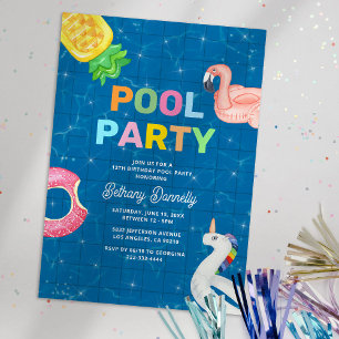 Invitation d'anniversaire pour fête à la piscine p