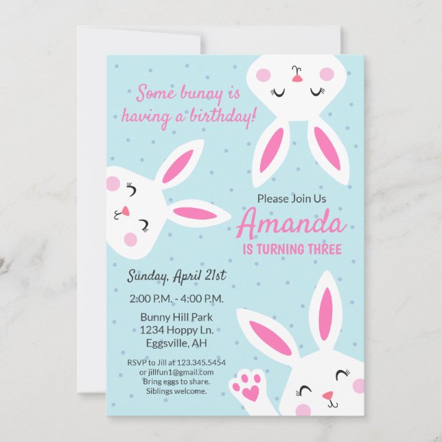 Invitation d'anniversaire pour fête de Pâques (Devant)