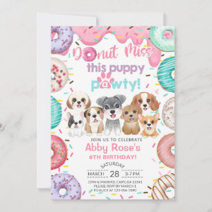 Invitation d'anniversaire pour fille avec chiots, 
