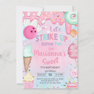 Invitation d'anniversaire pour fille avec des bonb