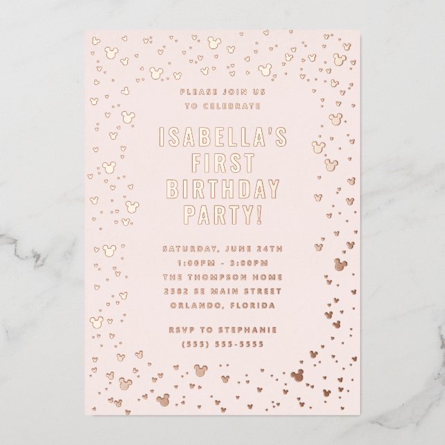 Invitation d'anniversaire pour fille de 1 an à con (Recto)