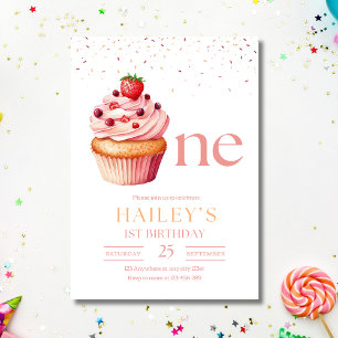 Invitation d'anniversaire pour fille gâteau rose 1