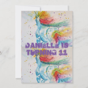 Invitation d'anniversaire pour filles à l'aquarell