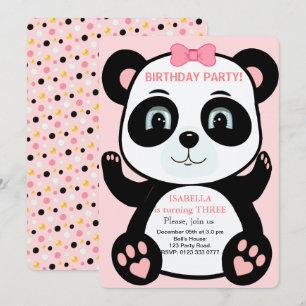 Invitation d'anniversaire pour filles avec un ours
