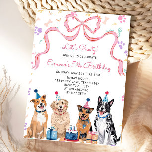 Invitation d'anniversaire pour filles chien chiots