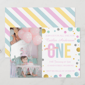 Invitation d'anniversaire pour filles - Pois