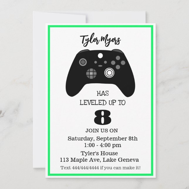 Invitation d'anniversaire pour Gamer (Devant)