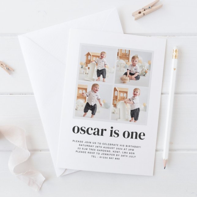 Invitation d'anniversaire pour garçon de 1 an avec (Créateur téléchargé)