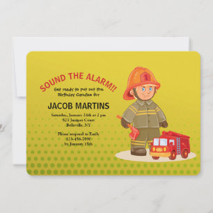 Invitation d'anniversaire pour garçon pompier