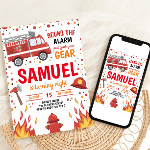 Invitation d'anniversaire pour garçon pompier
