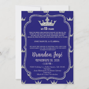 Invitation d'anniversaire pour garçon Sweet 15, bl