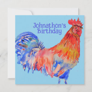 Invitation d'anniversaire pour garçons Coq Rouge