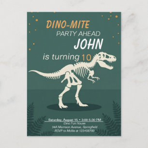 Invitation d'anniversaire pour garçons Dino-Mite T