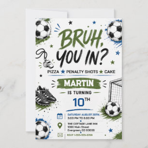 Invitation d'anniversaire pour garçons Soccer Bruh