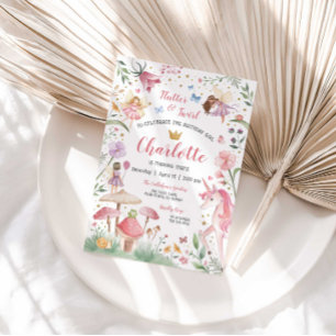 Invitation d'anniversaire pour jardin de fées ench