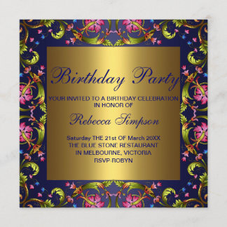 Invitation d'anniversaire pour jardin de fleurs bl
