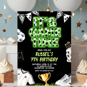 Invitation d'anniversaire pour jeu de foot Neon