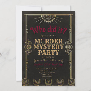 Invitation d'anniversaire pour jeu de mystère de m