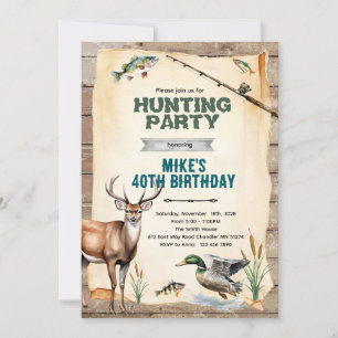 Invitation d'anniversaire pour la chasse et la pêc