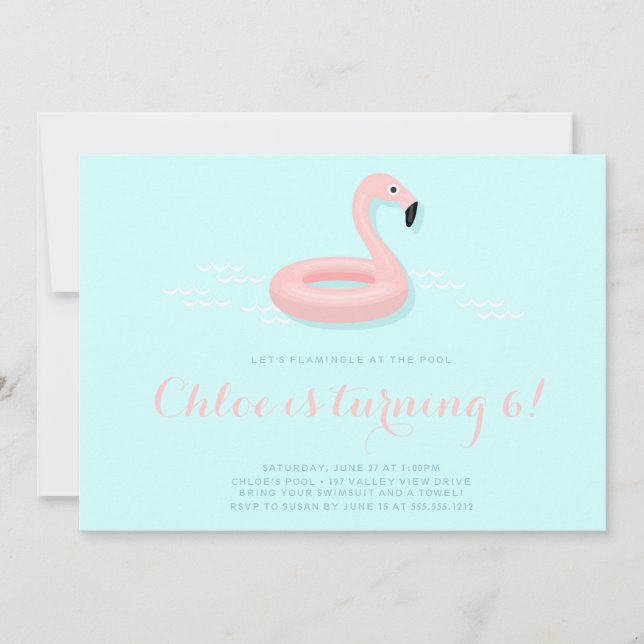 Invitation d'anniversaire pour la fête du Flamant  (Devant)