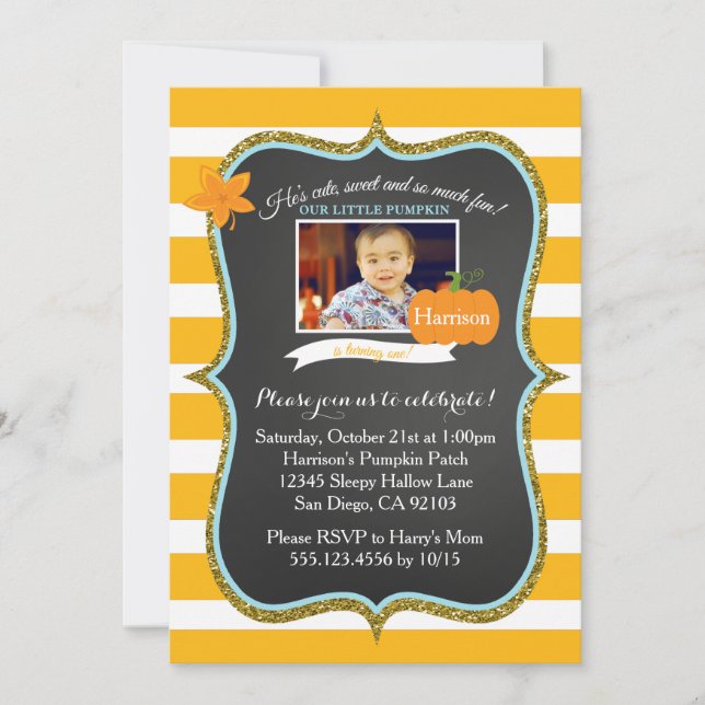 Invitation d'anniversaire pour la petite Citrouill (Devant)