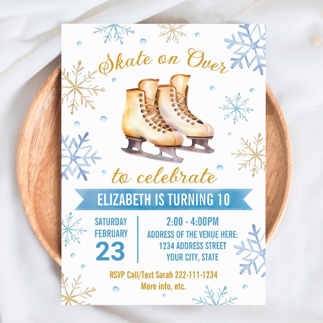 Invitation d'anniversaire pour le patinage sur gla (Créateur téléchargé)