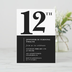 Invitation d'anniversaire pour les 12 ans de Black