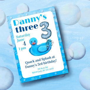 Invitation d'anniversaire pour les 3 ans avec un c