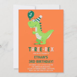 Invitation d'anniversaire pour les 3 ans de Dinosa