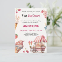 Invitation d'anniversaire pour les 4 ans de Pink I