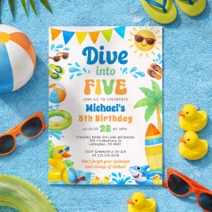 Invitation d'anniversaire pour les 5 ans d'été - P