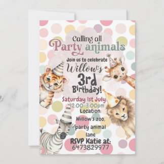 Invitation d'anniversaire pour les animaux de fête