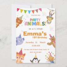 Invitation d'anniversaire pour les animaux de fête