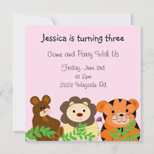 Invitation d'anniversaire pour les animaux de zoo