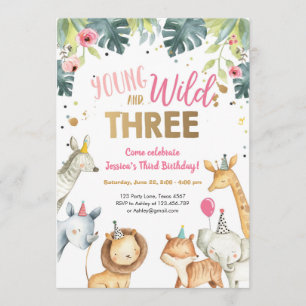 Invitation d'anniversaire pour les animaux sauvage