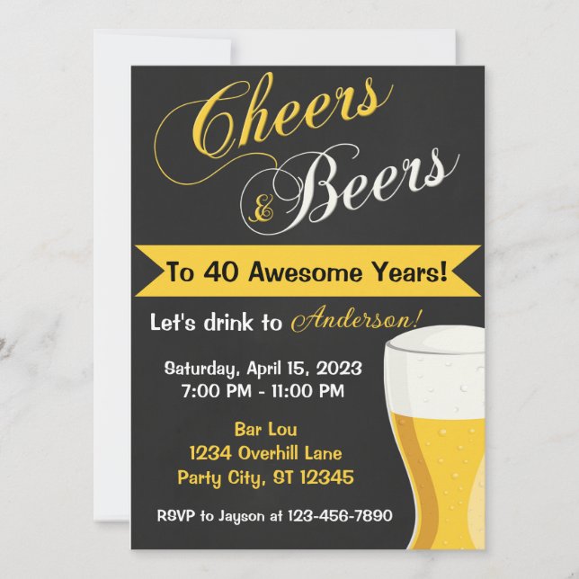 Invitation d'anniversaire pour les bières (Devant)